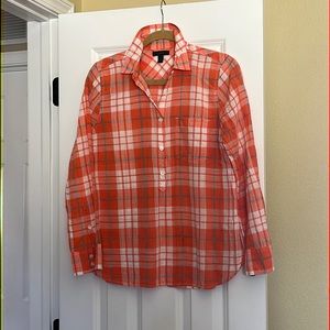 J. Crew Orange Plaid Popover Size 4